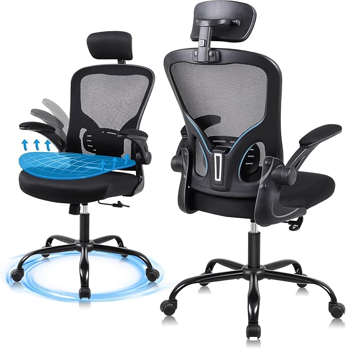 Ergonomic Office Desk Chair- Mesh Home Office Desk Chair with Headrests & Adjustable