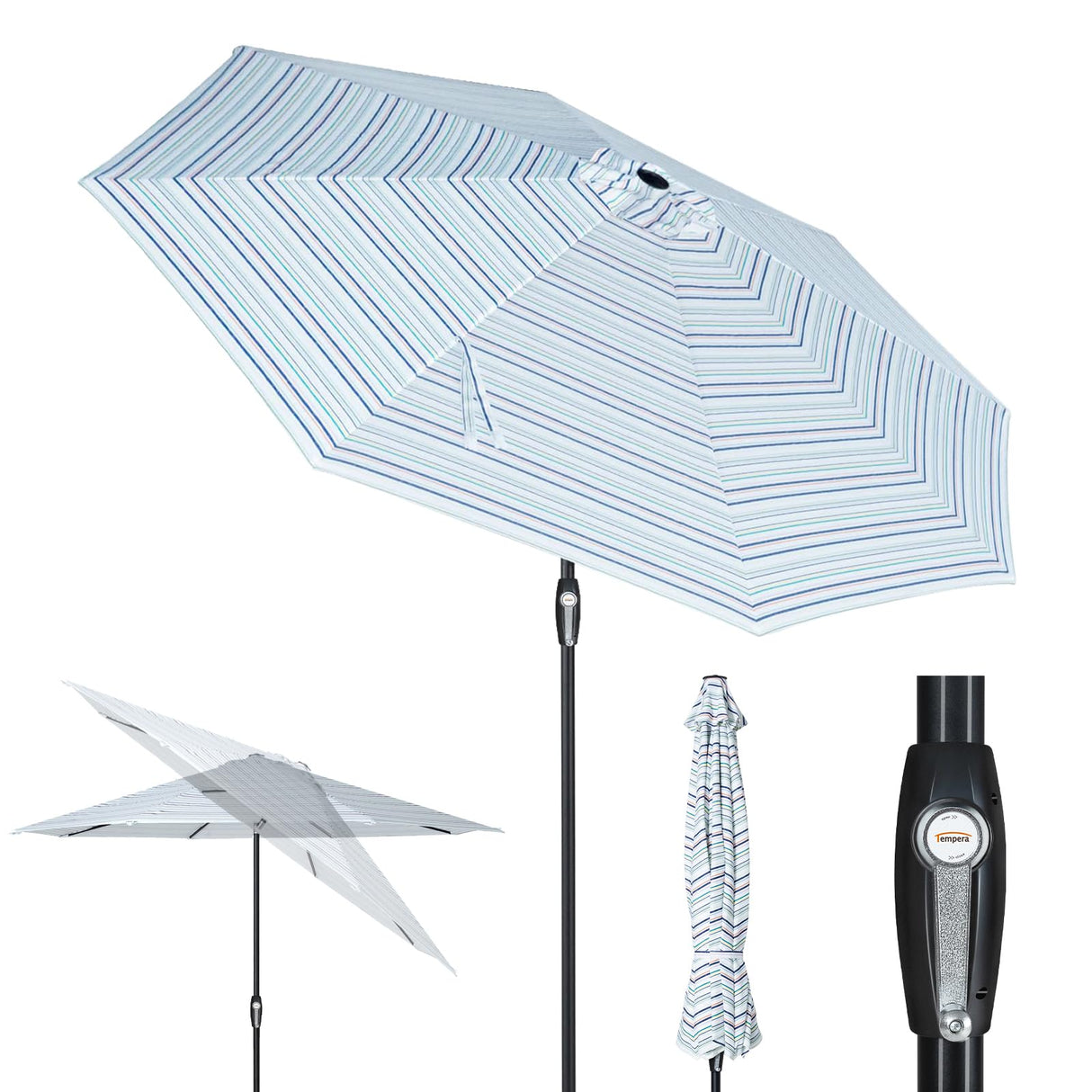 10ft Patio Market Outdoor Table Umbrella with Auto Tilt and Crank