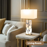 Natural Marble Table Lamps Set of 2 with USB Ports & 3-Color Nightlight