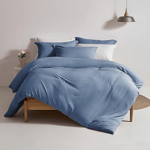 Super Soft Duvet Cover - 100% Washed Microfiber Navy Blue Comforter Cover