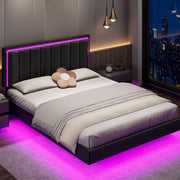 Queen Floating Bed Frame with RGB LED Lights