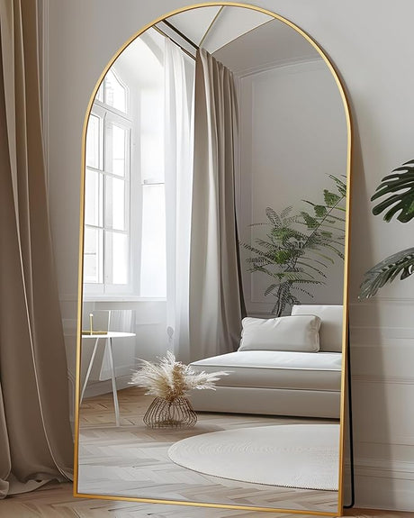 Full Length Mirror, 78"x38" Oversized Arched Full Body Mirror Floor Mirror Freestanding,