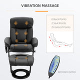 PU Leather Massage Recliner Chair with Ottoman 10 Point Vibration Swiveling Armchair,