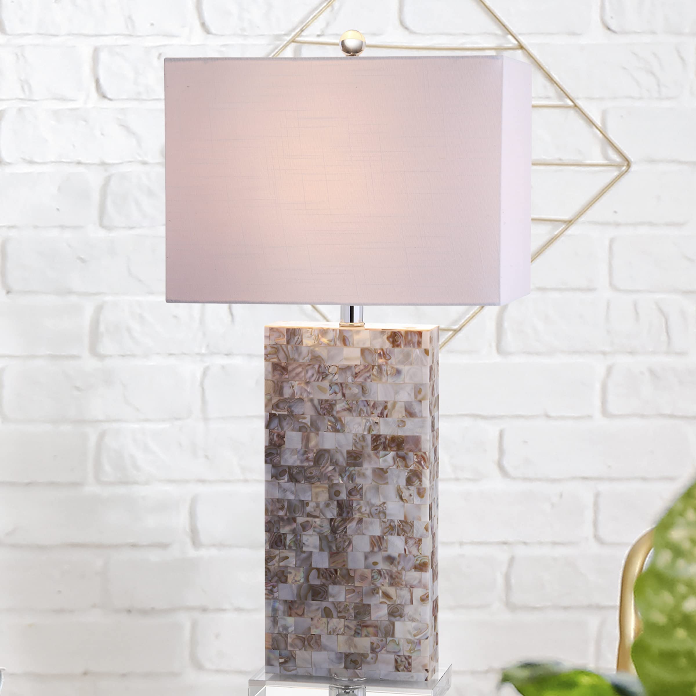 Seashell and Crystal LED Table Lamp Coastal Contemporary Bedside Desk