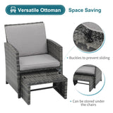 , Wicker Outdoor Conversation Chair and Ottoman Set