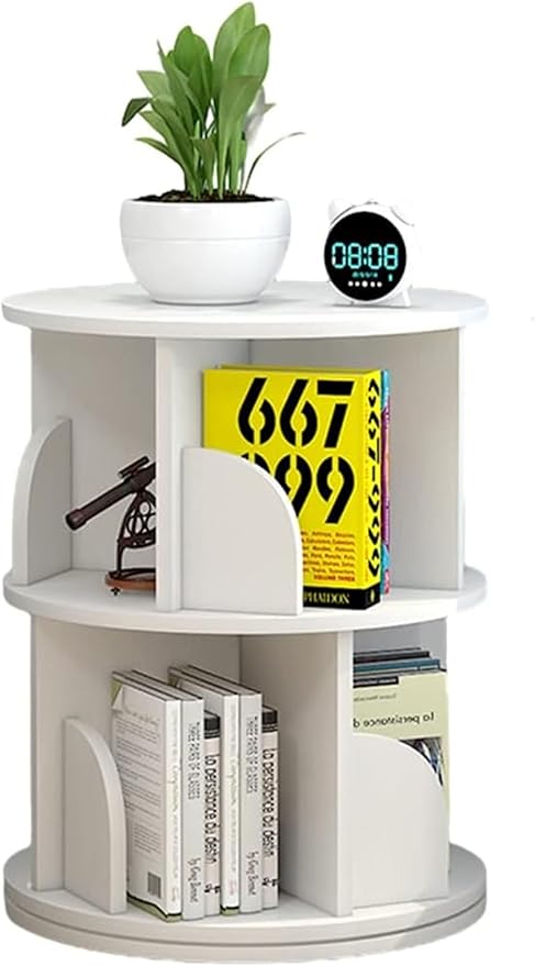 Rotating Bookshelf, Revolving Bookcase, 360°Floorstanding Corner Shelf