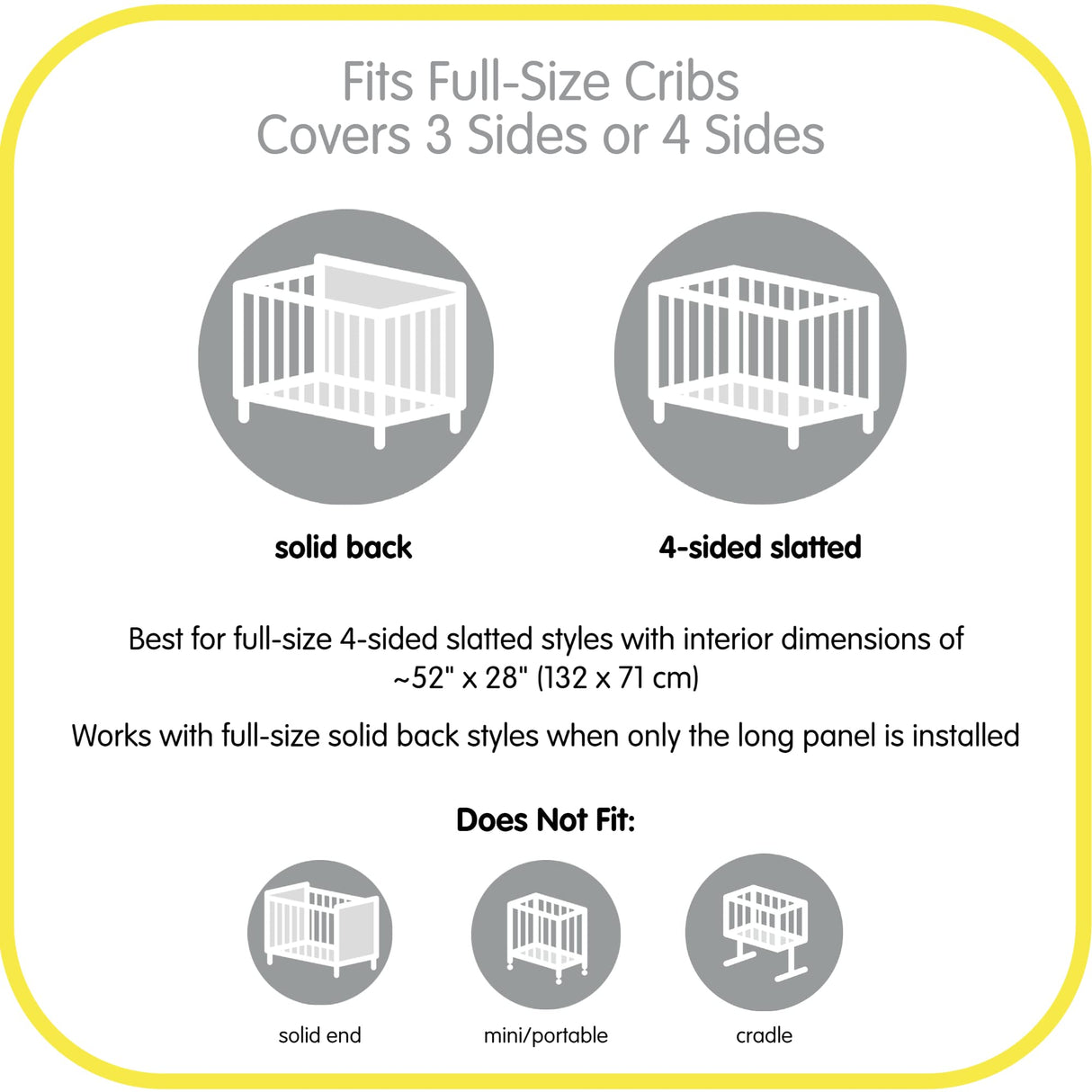 Breathable Mesh Liner for Full-Size Cribs, Classic 3mm Mesh, Starlight (Size 4FS Covers