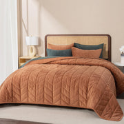 3 Pieces Luxurious Velvet King Quilts, Ultra Soft Lightweight Velvet Comforter Set,
