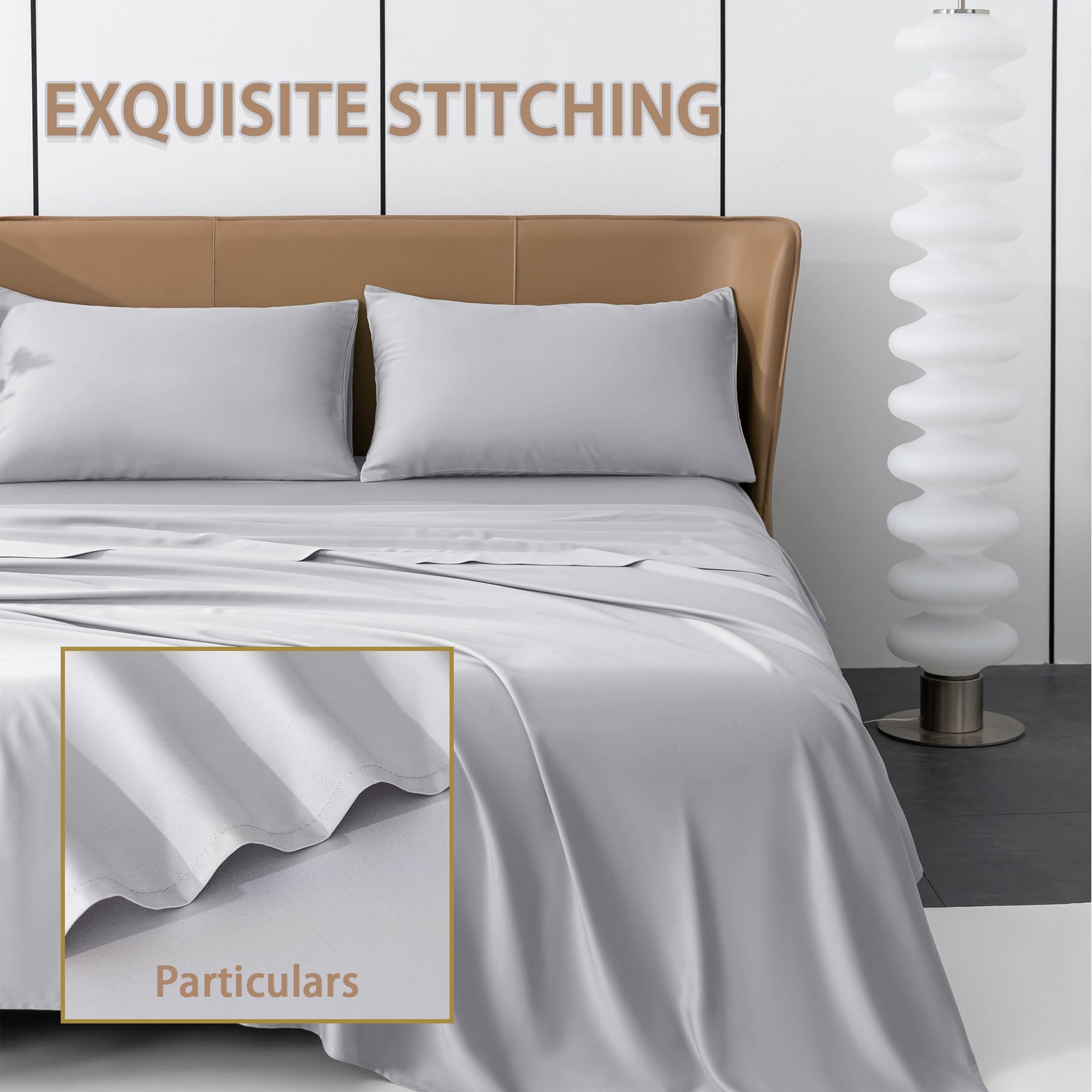 Cooling Sheets Rayon Derived from Bamboo 18"-24" Extra Deep Pocket Queen Sheets