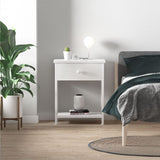 White Nightstands Set of 2, Small Night Stand with Drawer and Shelf Storage End Table for Bedroom