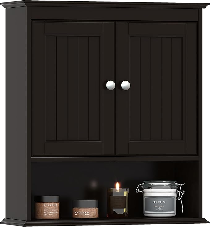 Bathroom Cabinet Wall Mounted with Doors, Wood Hanging Cabinet