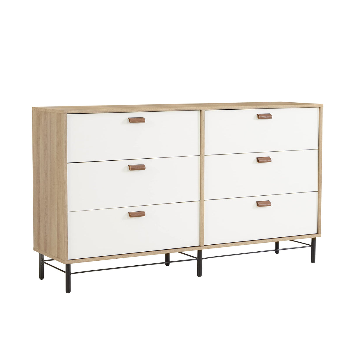 Anda Norr 6 Drawer Dresser, L: 60.04" x W: 15.75" x H: 35.04", Sky Oak Finish