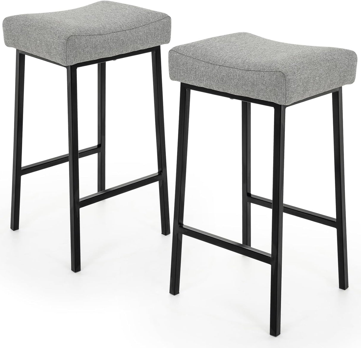 Counter Height Bar Stools Set of 2, 27 Inch Backless Saddle Bar Stools