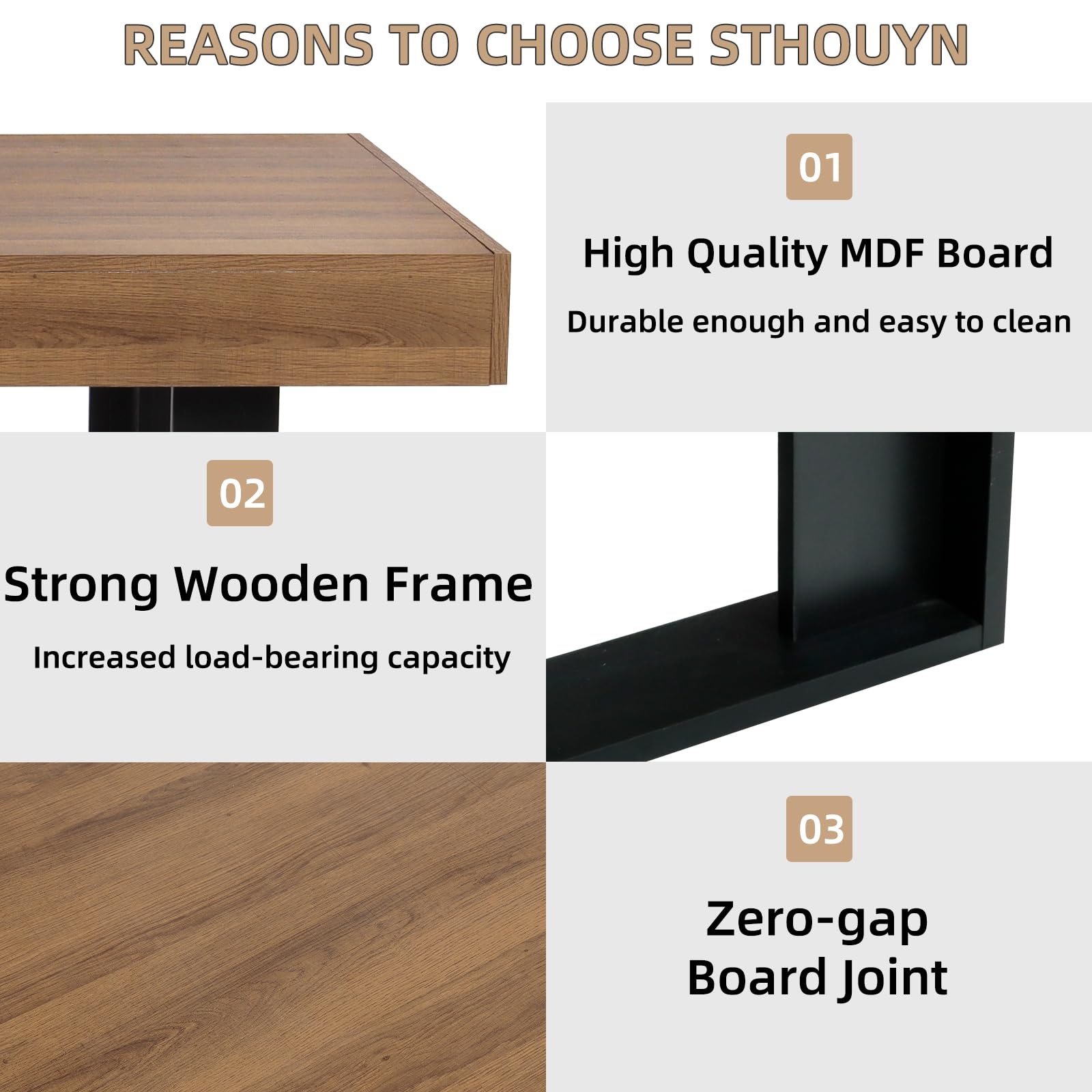 63-79 Inch Extendable Dining Table - Modern Farmhouse Wooden Kitchen Table