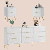 9 Drawer Dresser and Night stand Sets for Bedroom, Two Drawers Nightstand Set of 2