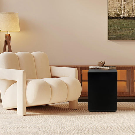 Modern Concrete Square Side Table, Garden and Patio Outdoor Accent Table, Living Room End Table, Bedroom Bedside Table, Pool Coffee Decorative (Black) - Bircata