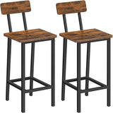 Bar Stools, Set of 2 Bar Chairs with Backrest, Kitchen Bar Stools with Footrest