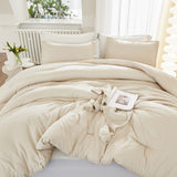 Beige Comforter Set California King Size, 3 Pieces Cal King Lightweight Solid Bedding