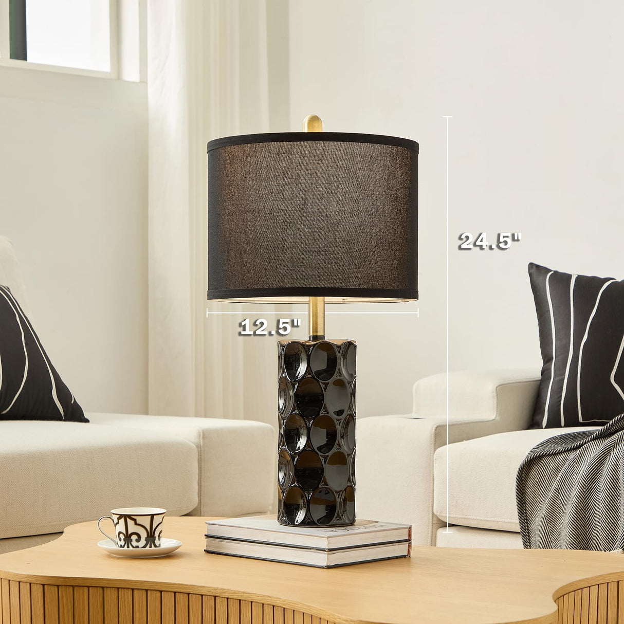 24" Modern Ceramic Table Lamp Set of 2 - 3 Color Dimmable Bedside Lamps