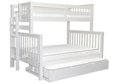 BK961EL-Trundle Bunk Bed, Twin over Full, White