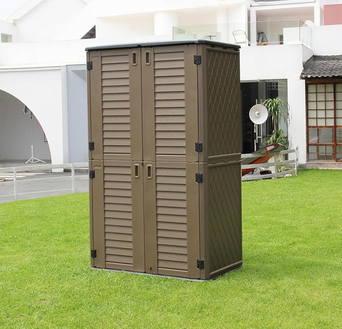 Outdoor Storage Shed - Horizontal Storage Cabinet Waterproof for Garden, Patio, Backyard