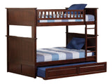 AB59534 Nantucket Bunk Bed with Raised Panel Trundle Bed, Full Over Full, Antique