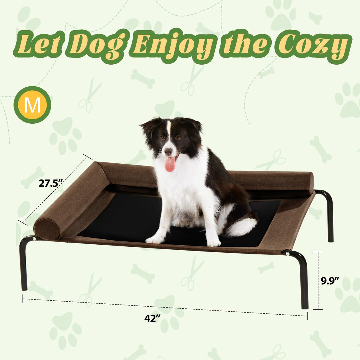 Elevated Dog Bed, Cooling Raised Dog Cots Beds for Large Dogs with Bolster, Dog mat