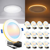 Sunco 12 Pack 6 Inch LED Recessed Light with Night Light, Canless Recessed Lighting, 1500 LM, 15W (150W Equivalent), Selectable CCT 2700K/3000K/4000K/5000K/6000K, Dimmable, with Junction Box.