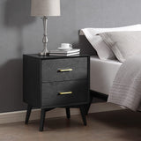 Metro Two Drawer Nightstand Bed Side Table, Black