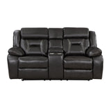 Ultra-Modern Reclining Loveseat with Center Console - Dark Gray Faux Leather