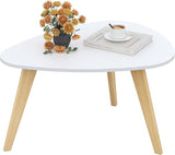 Small Oval Coffee Table,31.5" White Leaf-Shaped Center Table