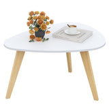 Small Oval Coffee Table,31.5" White Leaf-Shaped Center Table