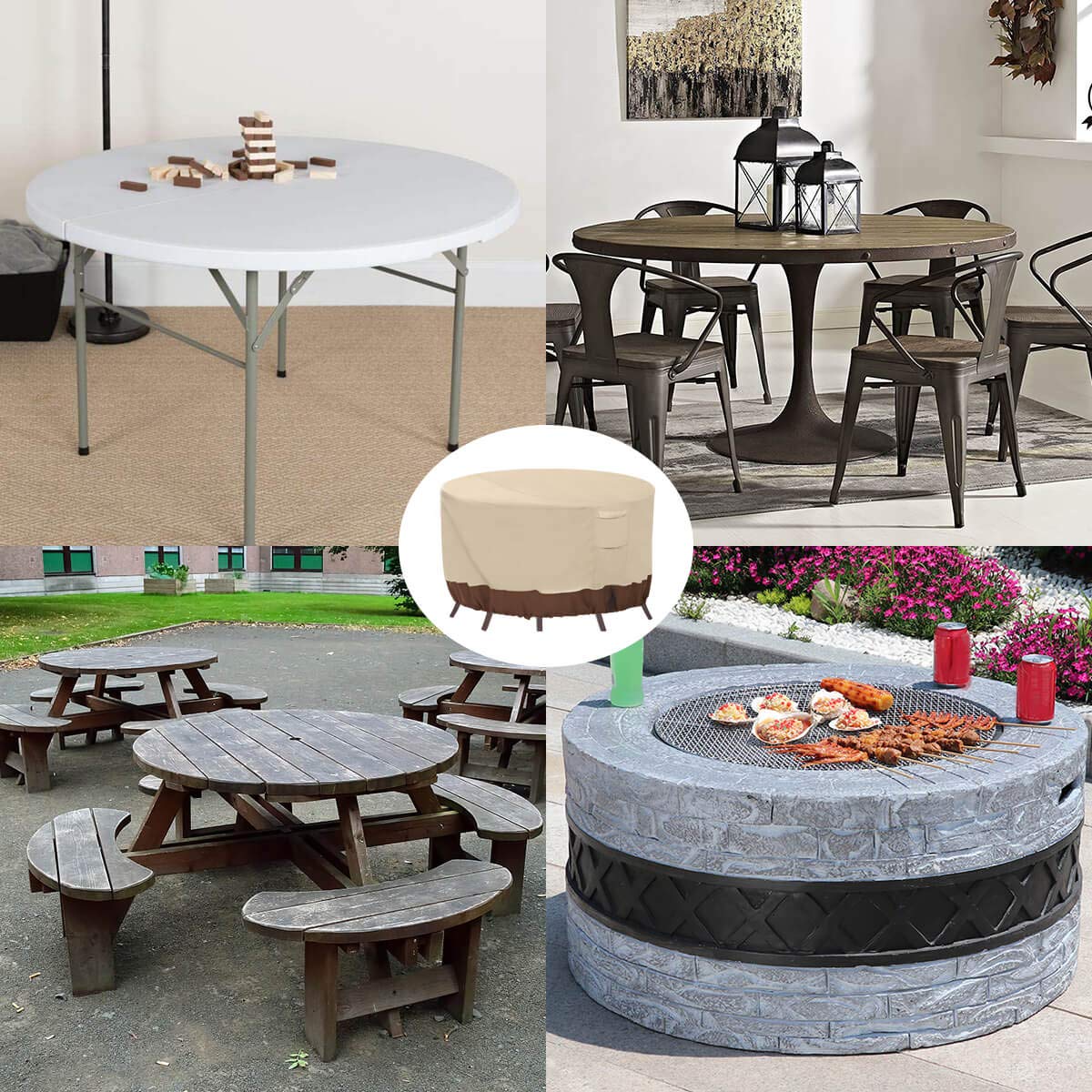 Round Patio Furniture Covers, 100% Waterproof Outdoor Table Chair Set Covers,