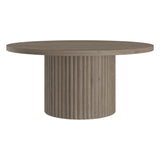 32" Wide Round Coffee Table in Antiqued Gray Oak, for Home, Living Room