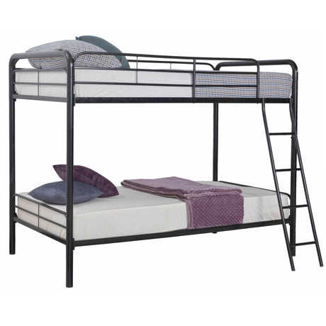 Twin Over Twin Metal Bunk Bed in Black