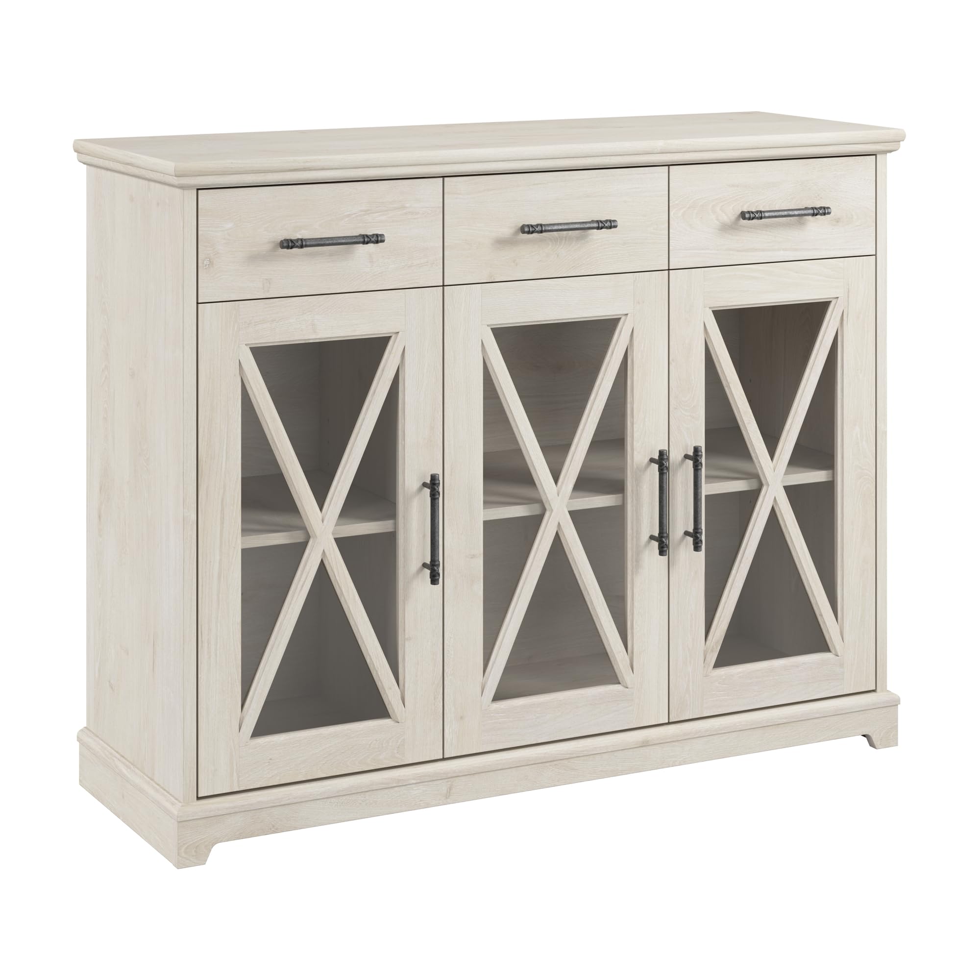 Lennox 46W Farmhouse Sideboard Buffet Cabinet with Drawers in Linen