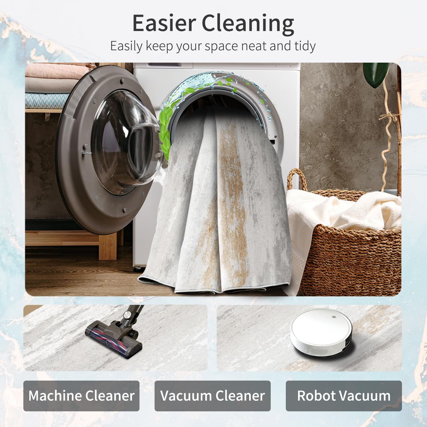 Enkor Area Rugs 9x12 Washable Non Slip Abstract Soft Rugs for Living Room Bedroom, Modern Mat for Kitchen Entryway Brown & White