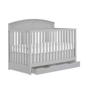 Storybrooke 5 in 1 Convertible Crib with Under Drawer in Pebble Grey