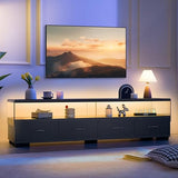 Modern 75 Inch TV Stand with LED Lights and Storage