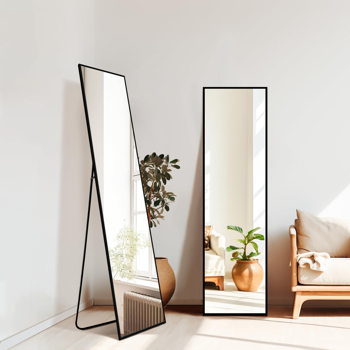 Standing Mirror Full Length Mirror,Large Floor Mirror with Aluminium Frame for Door