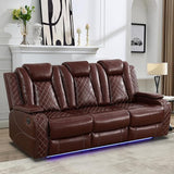 Leather Recliner Sofa Set with LED Lights,Power Reclining Sofa and Loveseat Set