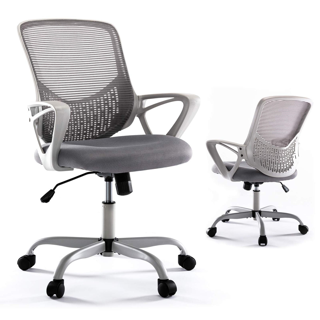 Office Desk Chair, Mid Back Lumbar Support Computer Mesh Task Chair, Grey