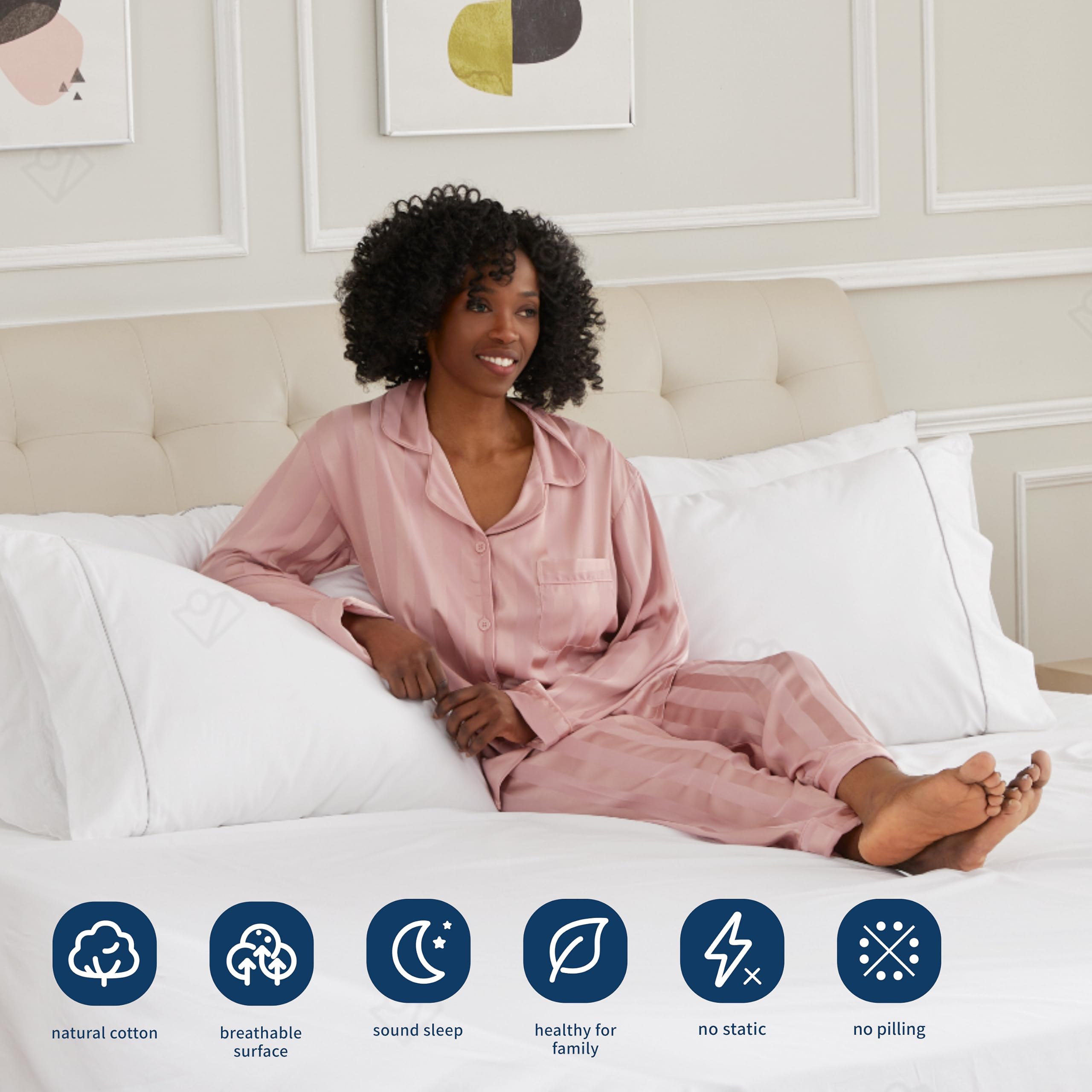 4 Piece Queen Sheets Deep Pocket, 100% Cotton Sheet Set, 22" Extra Deep Pocket Queen