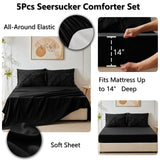 Twin Comforter Set - 5 Pieces Comforters Twin Size Black, Pintuck Bed in A Bag Pinch