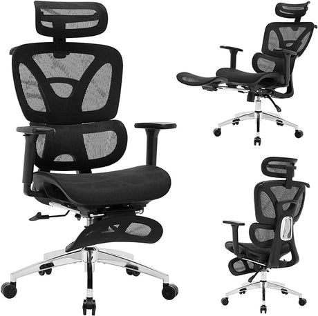 Ergonomic Office Chair with Footrest, Reclining High Back Mesh Office Chair