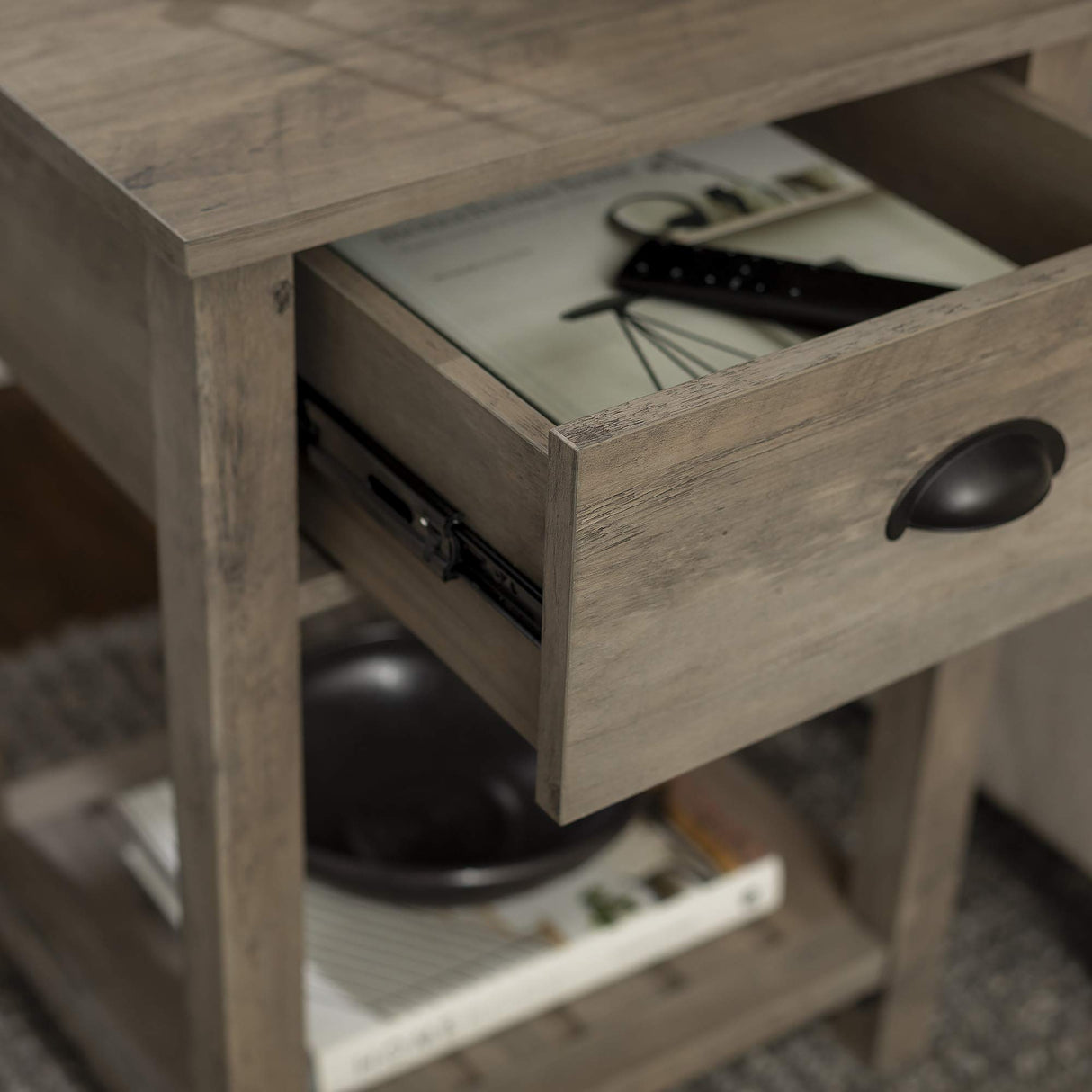 Farmhouse Square Side Accent Table Set-Living-Room Storage End Table