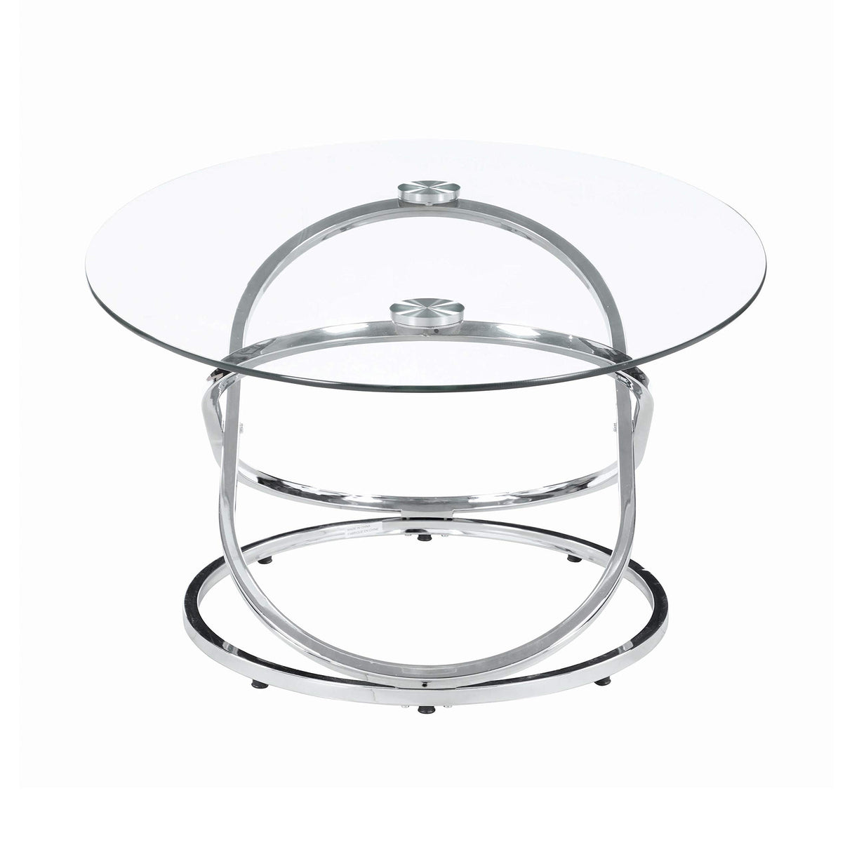 3 Piece Metal Frame Coffee Table Set with Glass Top, Set of 3, Silver