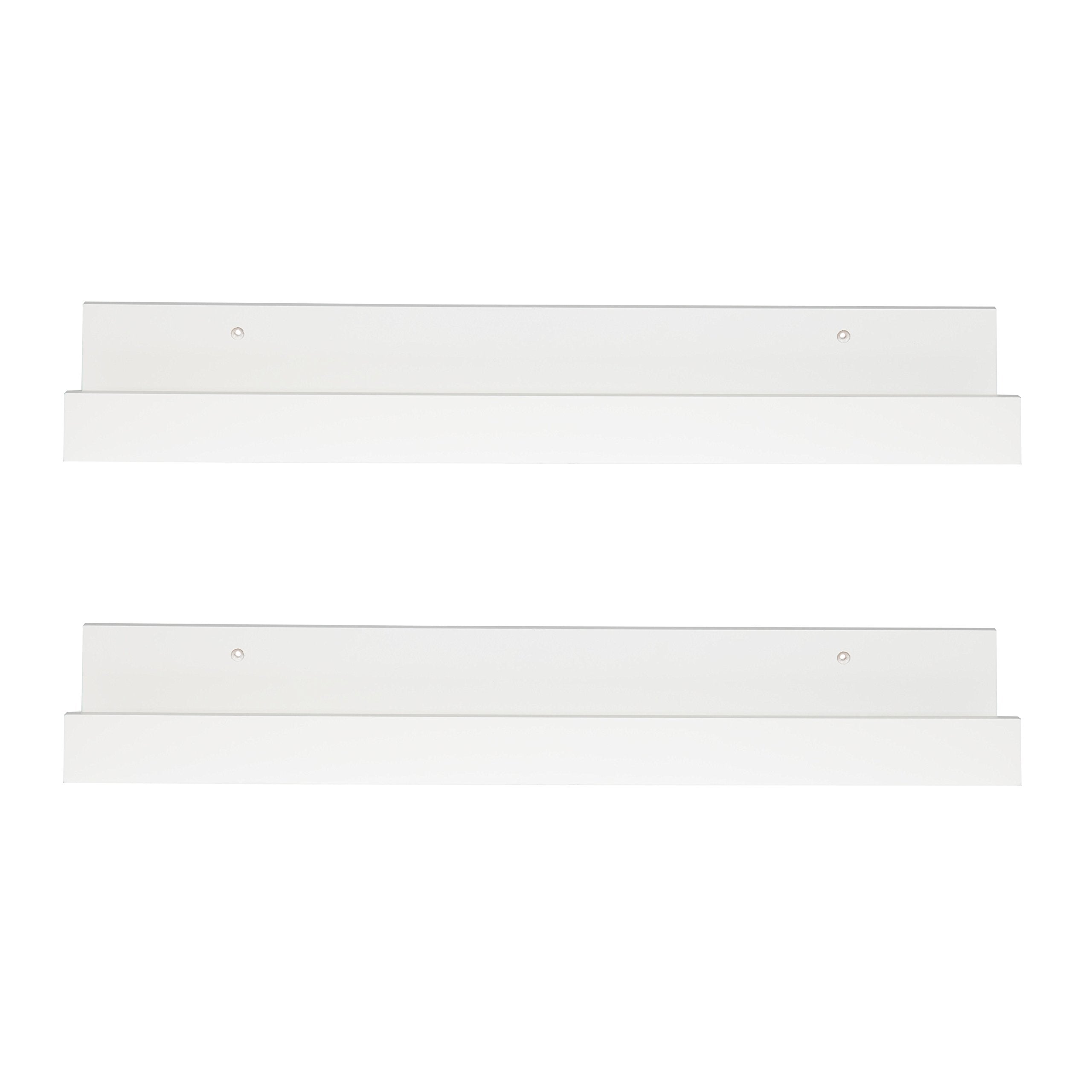 Levie 24 inch 2-Pack Wood Floating Wall Shelf Picture Frame Holder Ledge, White