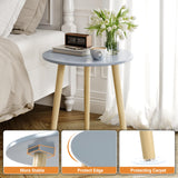 Table, Blue Grey End Table for Small Spaces, Nursery Round Side Table Small Bedside