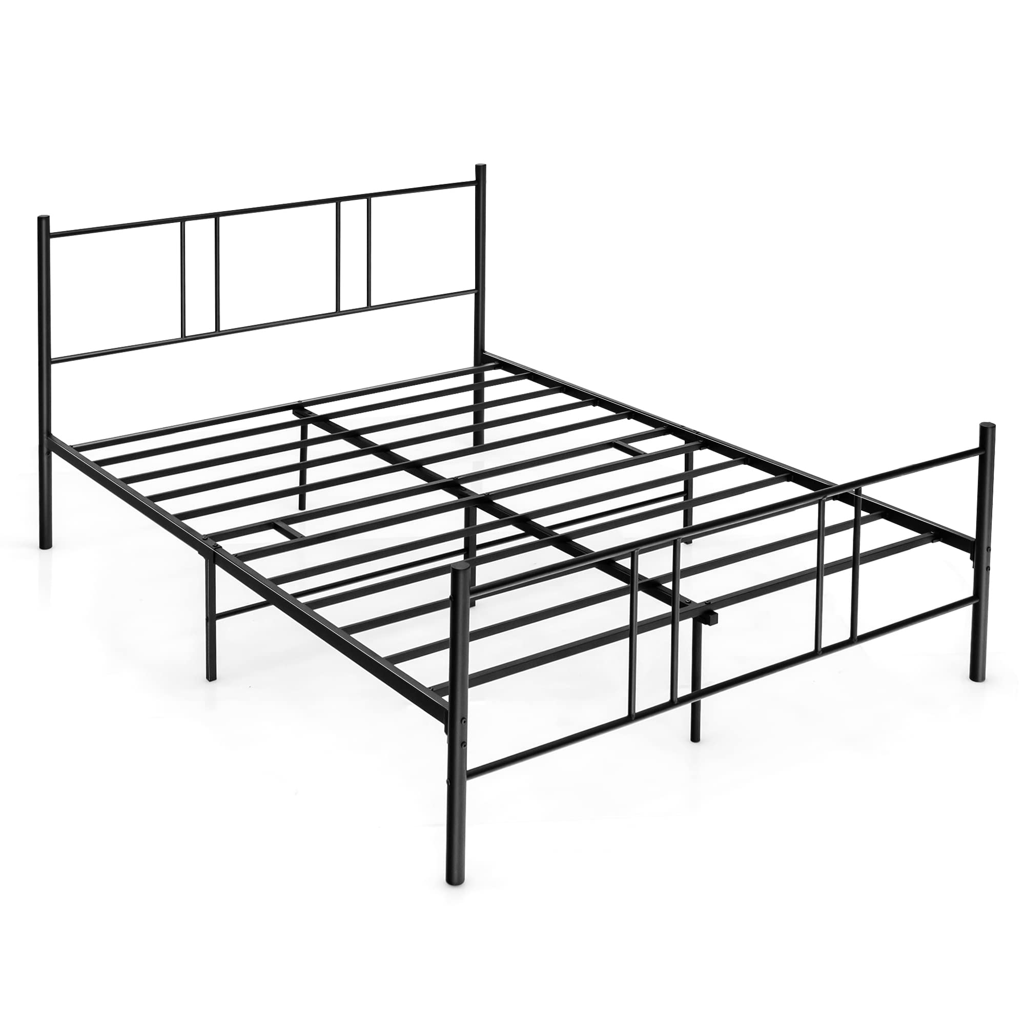 Size Platform Bed Frame, Reinforced Bed Base with High Headboard